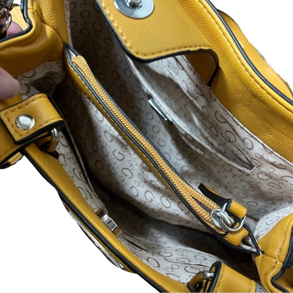 Guess Yellow Leather Crossbody Handbag Women's Fashion Accessory - Picture 8 of 10